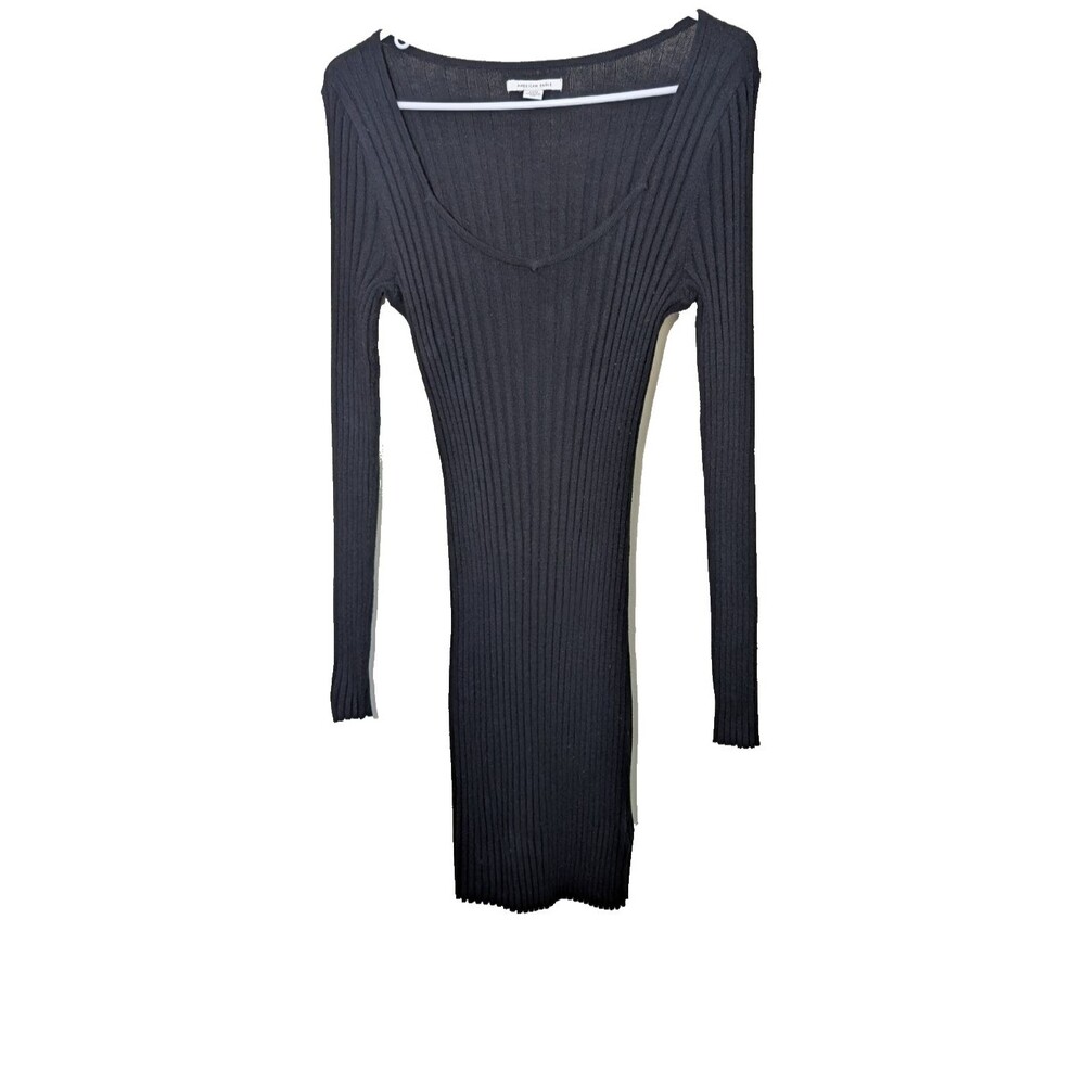 American Eagle Women's Bodycon Dress Black Ribbed Knit Minimalist Small